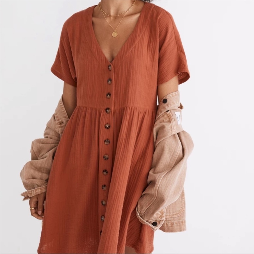 Madewell Lightspun Button-Front Mini Dress #ND175